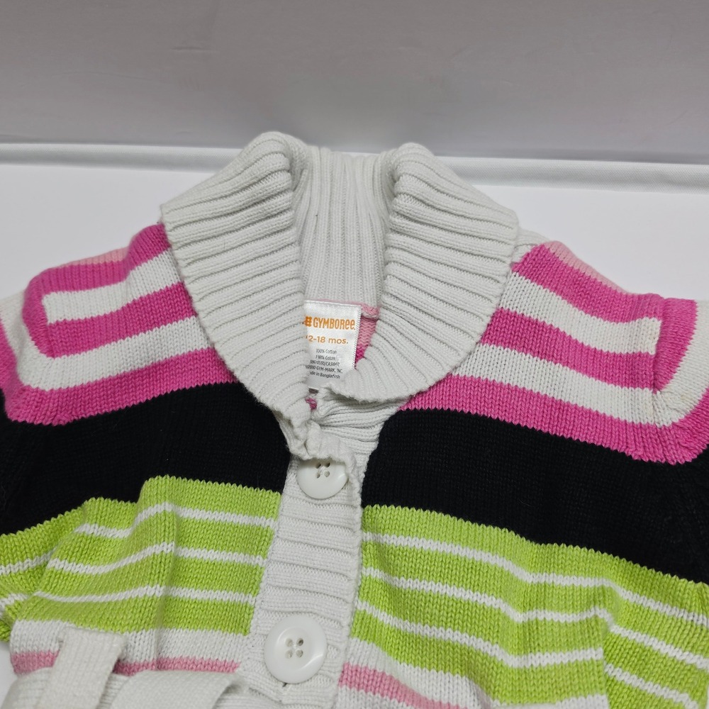 Gymboree Cardigan and Jeans Set Kids 12-18 Months Multi-Color Striped Denim - Picture 3 of 10